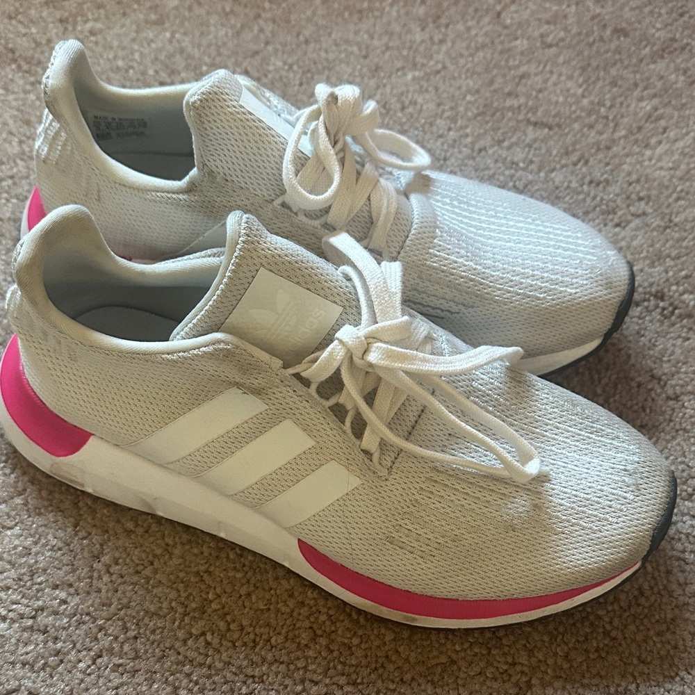 Adidas Women's Cream and Pink Sneakers